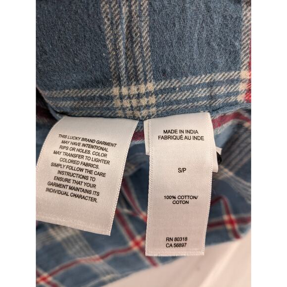 Lucky Brand Flannel Shirt S Blue Plaid 7MS4002 Humboldt Woven Western Classic - Picture 6 of 10